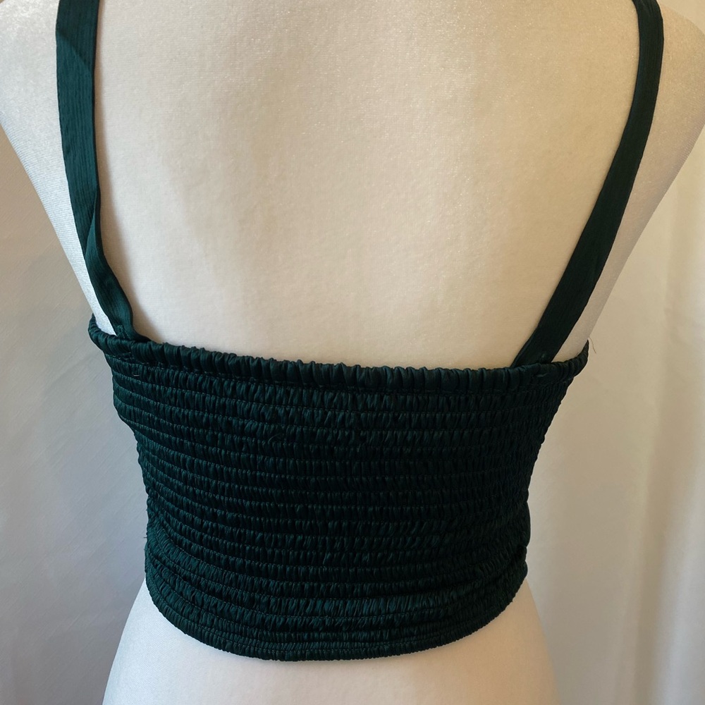 Emerald Green Satin Crop Bustier Bra Halter Going Out Top Medium Whimsygoth - Picture 6 of 12